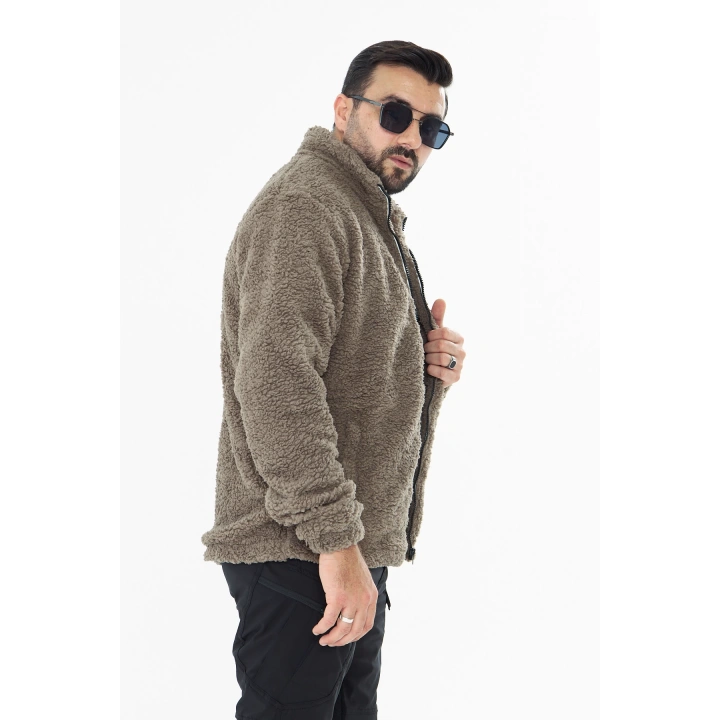 İSSİ İçi Astarlı Çöl Peluş Hırka