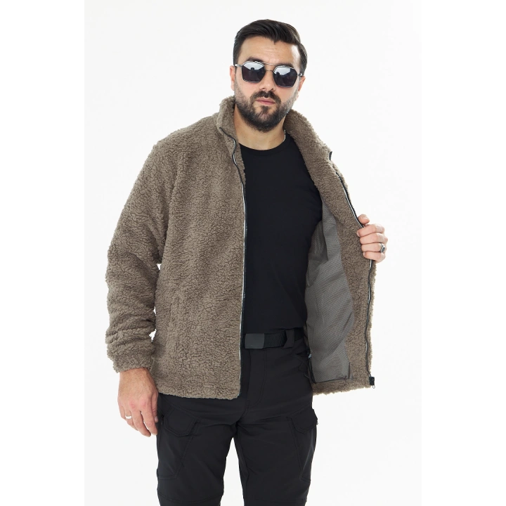 İSSİ İçi Astarlı Çöl Peluş Hırka