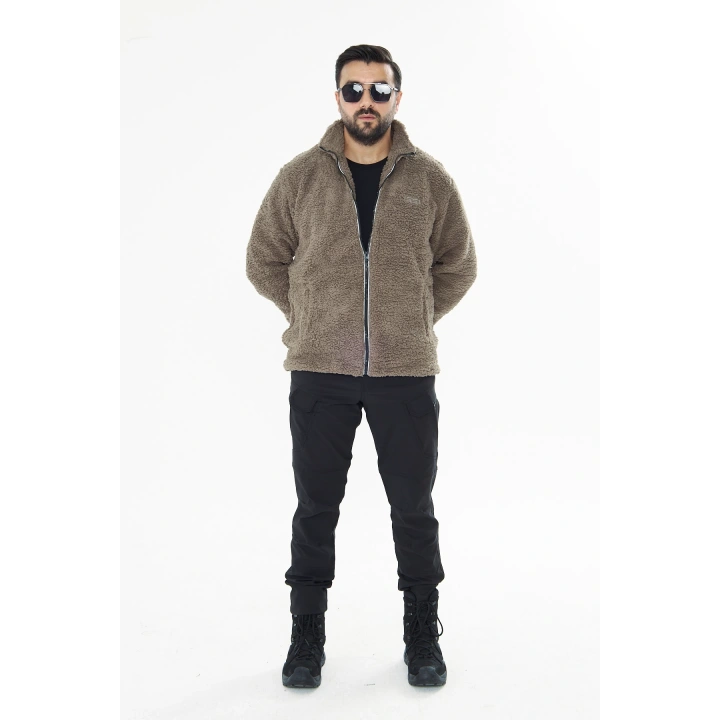 İSSİ İçi Astarlı Çöl Peluş Hırka