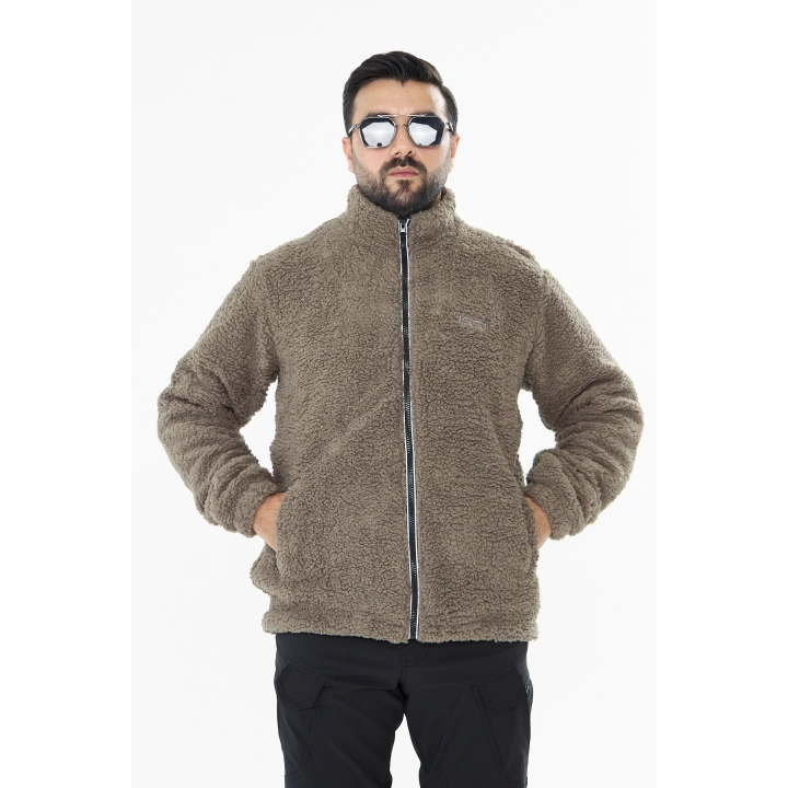 İSSİ İçi Astarlı Çöl Peluş Hırka