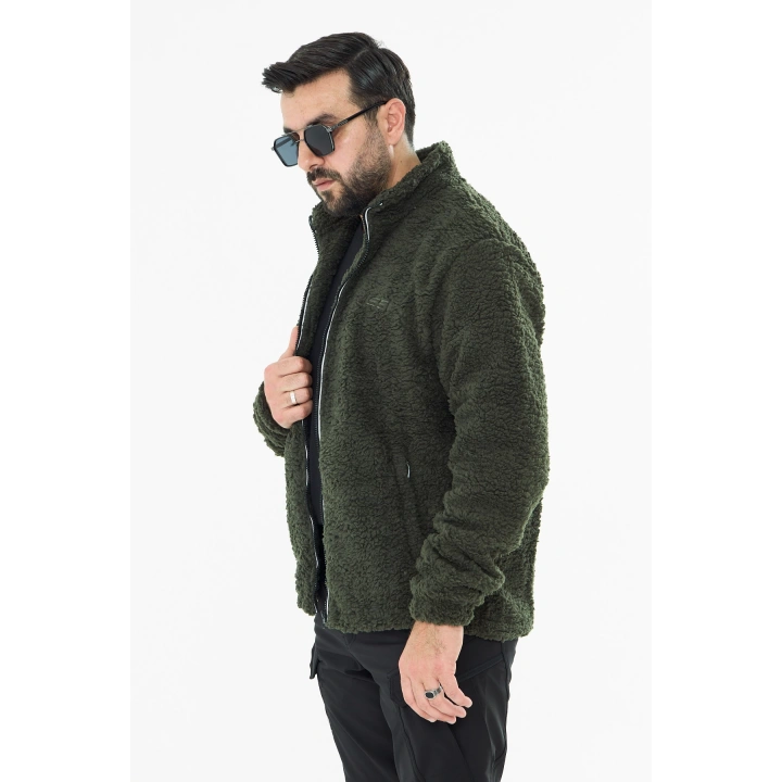 İSSİ İçi Astarlı Haki Peluş Hırka