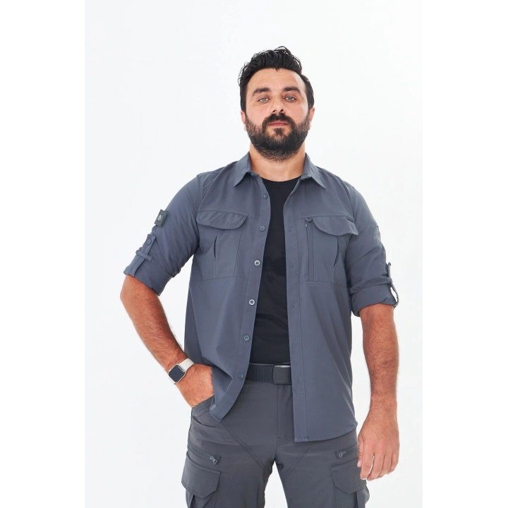 İssi 706 Taktik Tek Bayrak Pençli Antrasit Gömlek