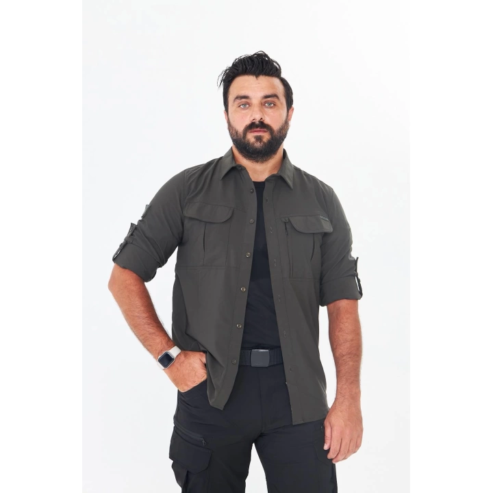 İssi 706 Taktik Tek Bayrak Pençli Haki Gömlek