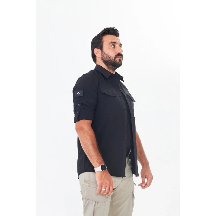 İssi 706 Taktik Tek Bayrak Pençli Siyah Gömlek