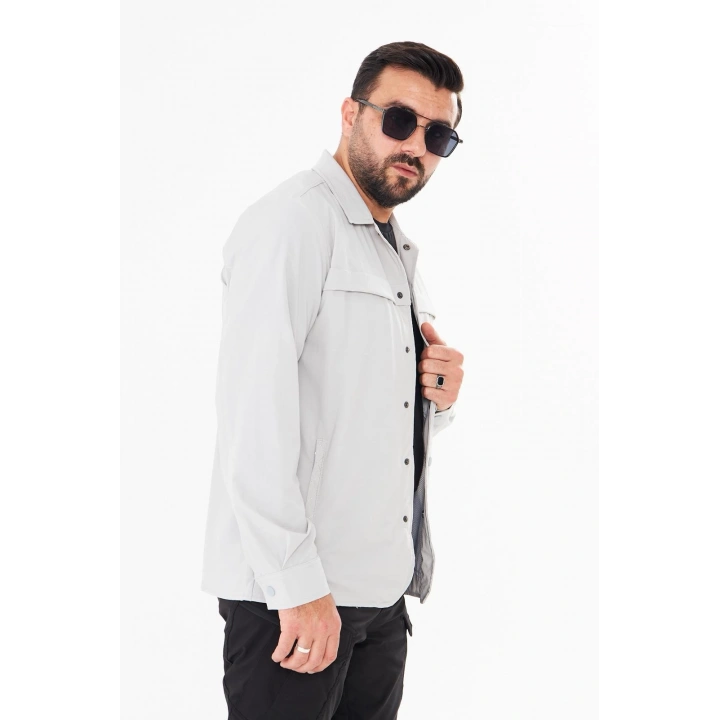 İssi İçi Astarlı Çıtlıçıtlı Gömlek A.Gri