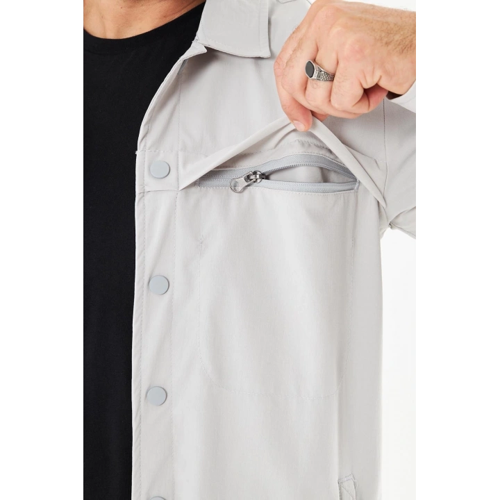 İssi İçi Astarlı Çıtlıçıtlı Gömlek A.Gri