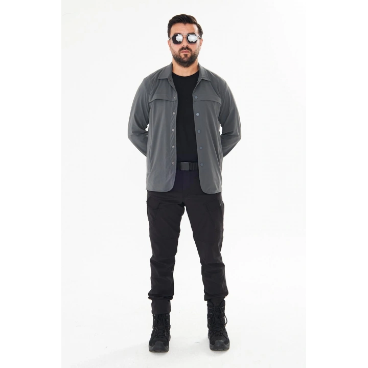 İssi İçi Astarlı Çıtlıçıtlı Gömlek Antrasit