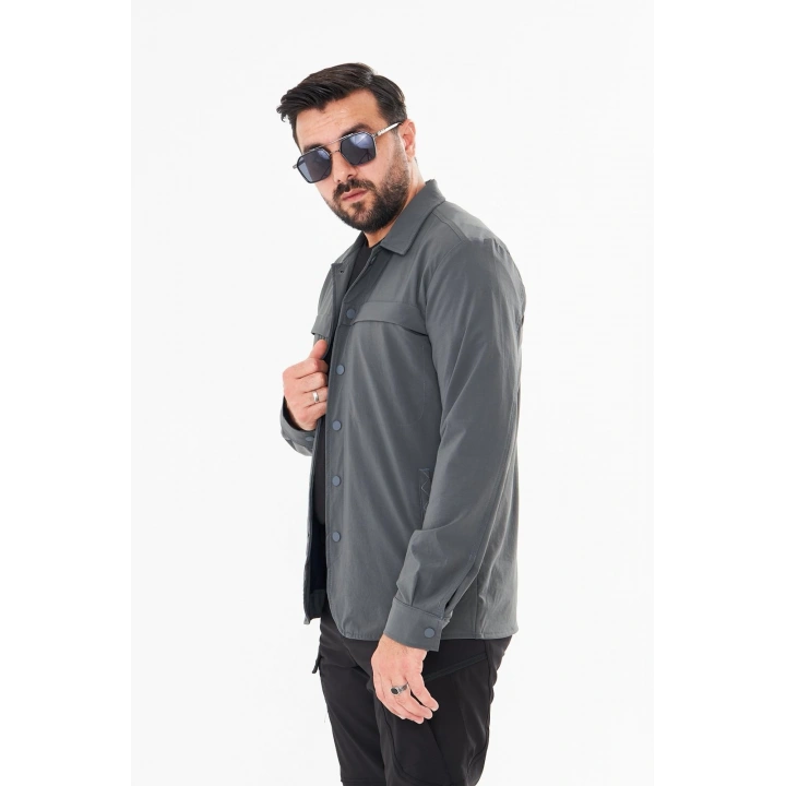 İssi İçi Astarlı Çıtlıçıtlı Gömlek Antrasit