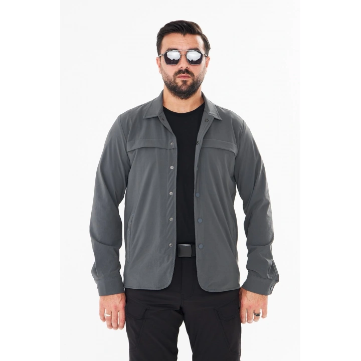 İssi İçi Astarlı Çıtlıçıtlı Gömlek Antrasit