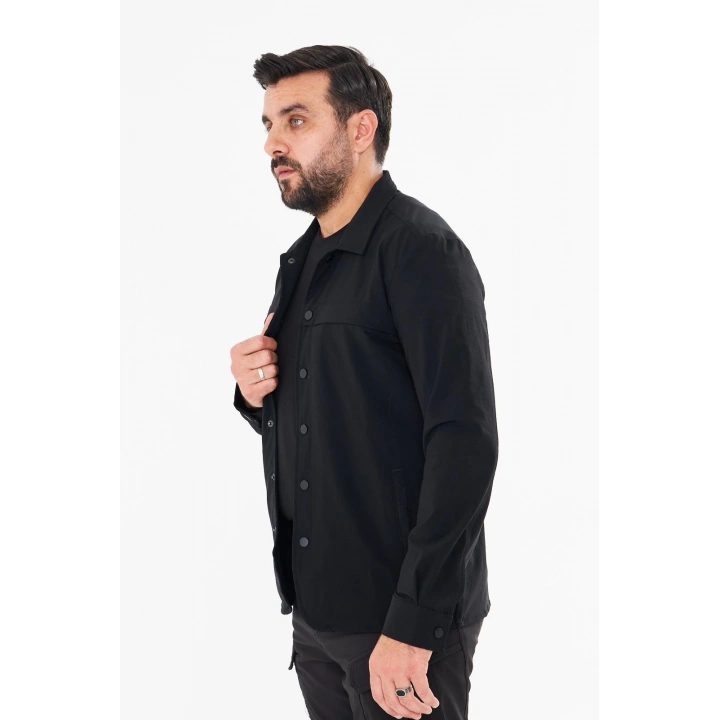 İssi İçi Astarlı Çıtlıçıtlı Gömlek Siyah