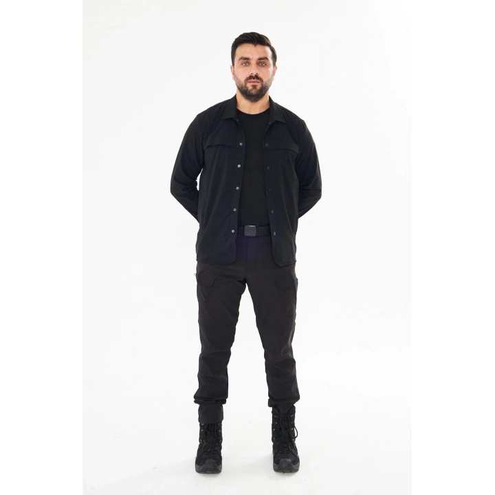 İssi İçi Astarlı Çıtlıçıtlı Gömlek Siyah