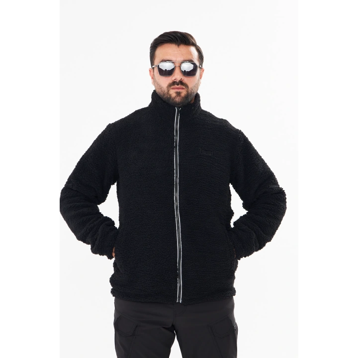 İSSİ İçi Astarlı Siyah Peluş Hırka