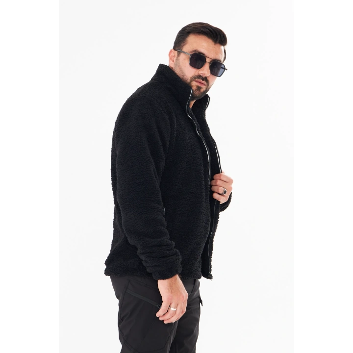 İSSİ İçi Astarlı Siyah Peluş Hırka