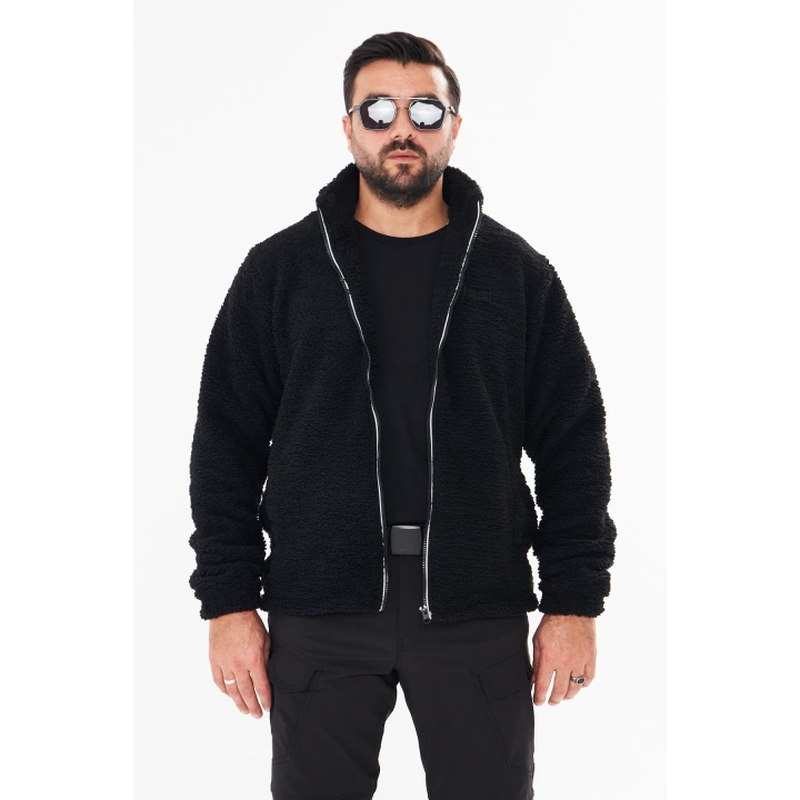 İSSİ İçi Astarlı Siyah Peluş Hırka