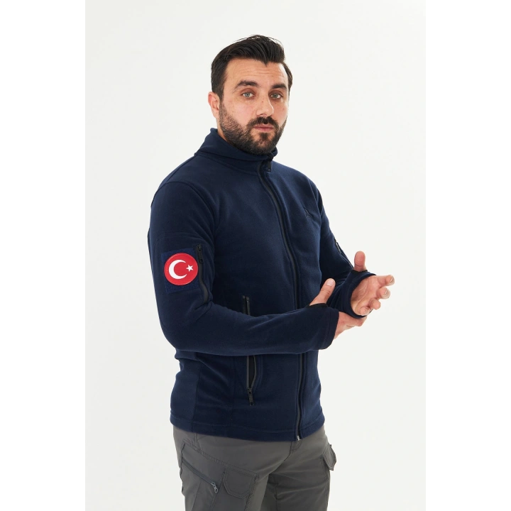 Tactical Outdoor Taktik Hırka Dik Yaka Polar Fermuarlı Polar Lacivert