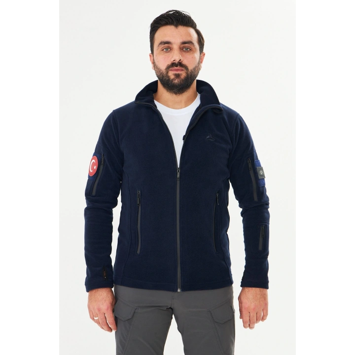 Tactical Outdoor Taktik Hırka Dik Yaka Polar Fermuarlı Polar Lacivert