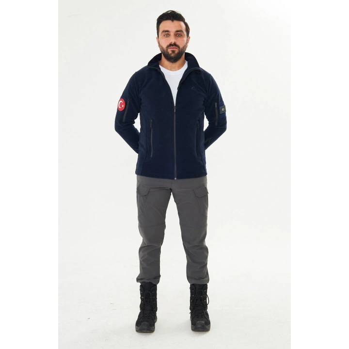 Tactical Outdoor Taktik Hırka Dik Yaka Polar Fermuarlı Polar Lacivert