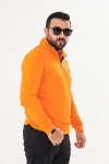 Yarım Fermuarlı %100 Pamuk Sweat Oranj