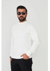 Bisiklet Yaka %100 Pamuk Sweat Beyaz