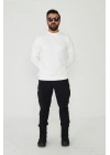 Bisiklet Yaka %100 Pamuk Sweat Beyaz