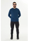 Bisiklet Yaka %100 Pamuk Sweat İndigo