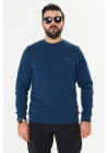 Bisiklet Yaka %100 Pamuk Sweat İndigo