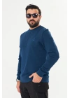 Bisiklet Yaka %100 Pamuk Sweat İndigo