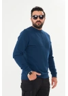 Bisiklet Yaka %100 Pamuk Sweat İndigo