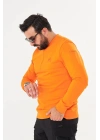 Bisiklet yaka %100 Pamuk Sweat Oranj