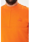 Bisiklet yaka %100 Pamuk Sweat Oranj