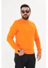 Bisiklet yaka %100 Pamuk Sweat Oranj