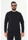 Bisiklet Yaka %100 Pamuk Sweat Siyah