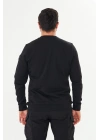 Bisiklet Yaka %100 Pamuk Sweat Siyah