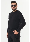 Bisiklet Yaka %100 Pamuk Sweat Siyah