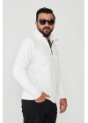 Yarım Fermuarlı %100 Pamuk Sweat Beyaz