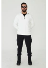 Yarım Fermuarlı %100 Pamuk Sweat Beyaz