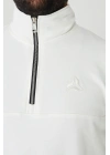 Yarım Fermuarlı %100 Pamuk Sweat Beyaz