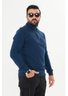 Yarım Fermuarlı %100 Pamuk Sweat İndigo