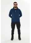 Yarım Fermuarlı %100 Pamuk Sweat İndigo