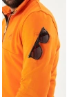 Yarım Fermuarlı %100 Pamuk Sweat Oranj