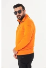Yarım Fermuarlı %100 Pamuk Sweat Oranj