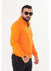 Yarım Fermuarlı %100 Pamuk Sweat Oranj
