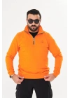 Yarım Fermuarlı %100 Pamuk Sweat Oranj