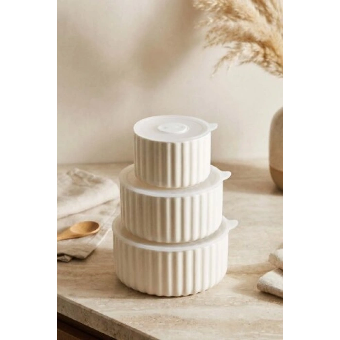 Blush 3 lü Kapaklı Saklama Kabı - 10/13/15 cm