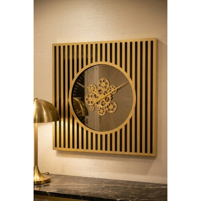 Dekoratif Çarklı Duvar Saati - 64 cm