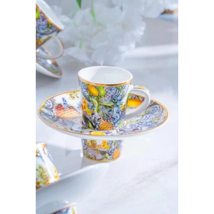 Capri 6 Kişilik Porselen Kahve Fincanı Takımı - 90 ml