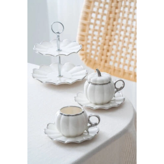 Betty 2 Kişilik Standlı Kahve Fincan Takımı Silver - 130 ml