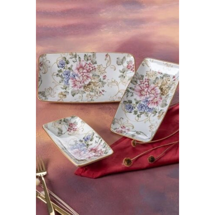 Rosa 3 Parça Kayık Tabak Seti