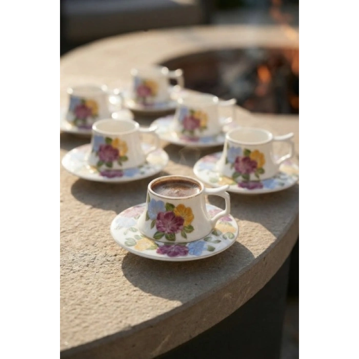 Janson 6 Kişilik Porselen Kahve Fincan Takımı - 90 ml