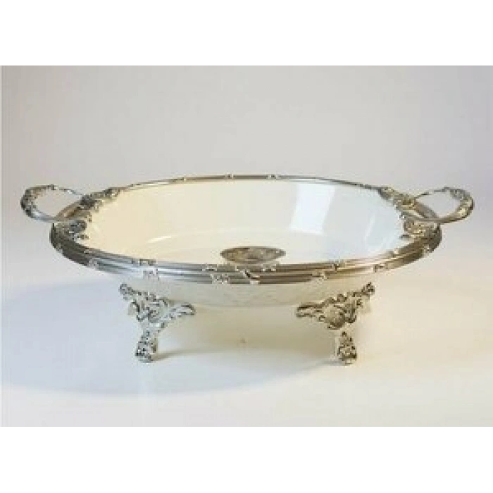 CLASSY OVAL DERİN SUNUM TABAK GÜMÜŞ 21*38*10